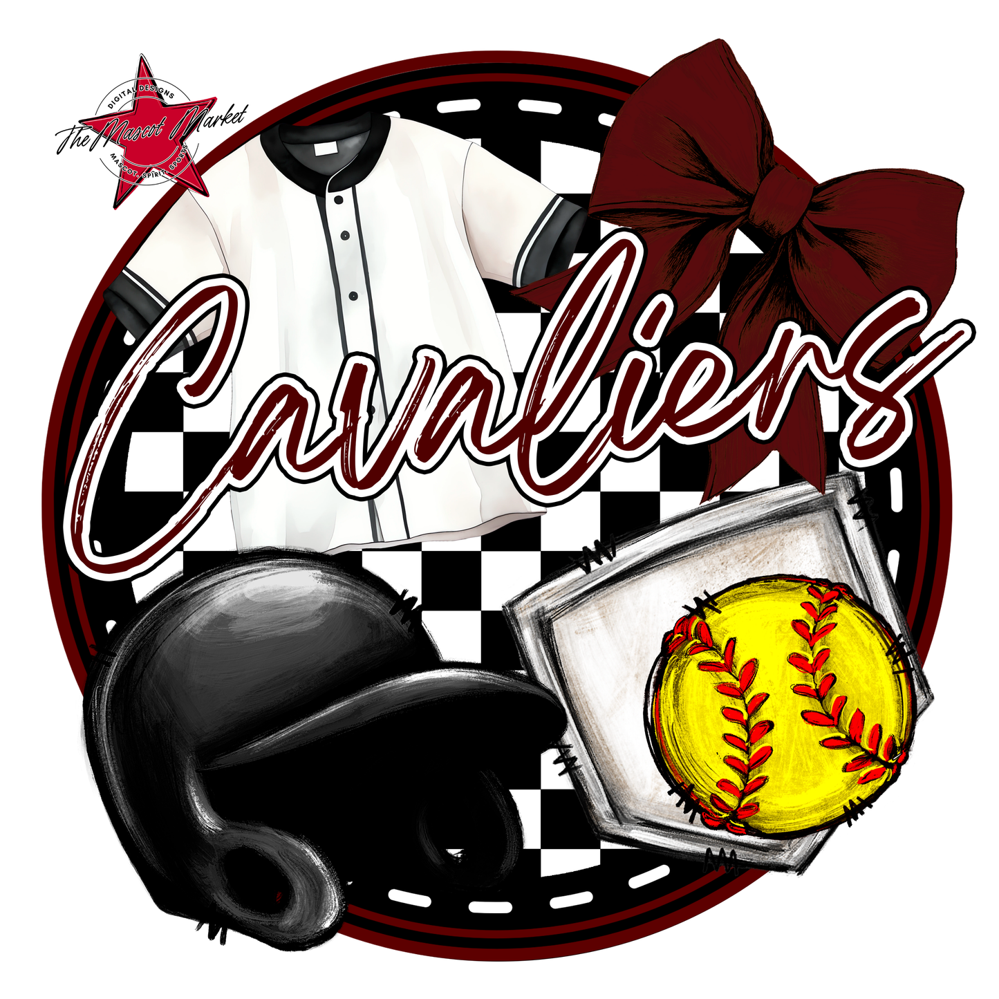 Cavaliers Circle Softball Design-Maroon
