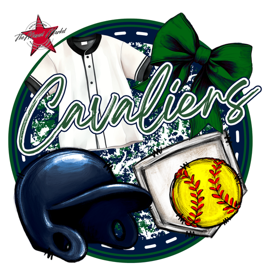 Cavaliers Circle Softball Design-Navy-Green