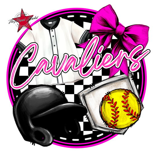 Cavaliers Circle Softball Design-Pink