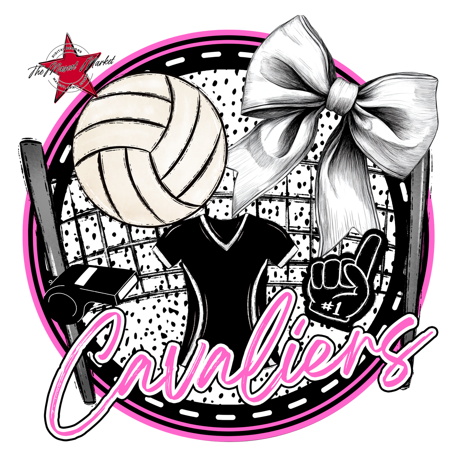 Cavaliers Circle Volleyball Design-Baby Pink