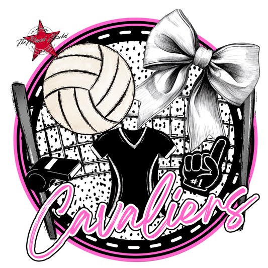 Cavaliers Circle Volleyball Design-Baby Pink