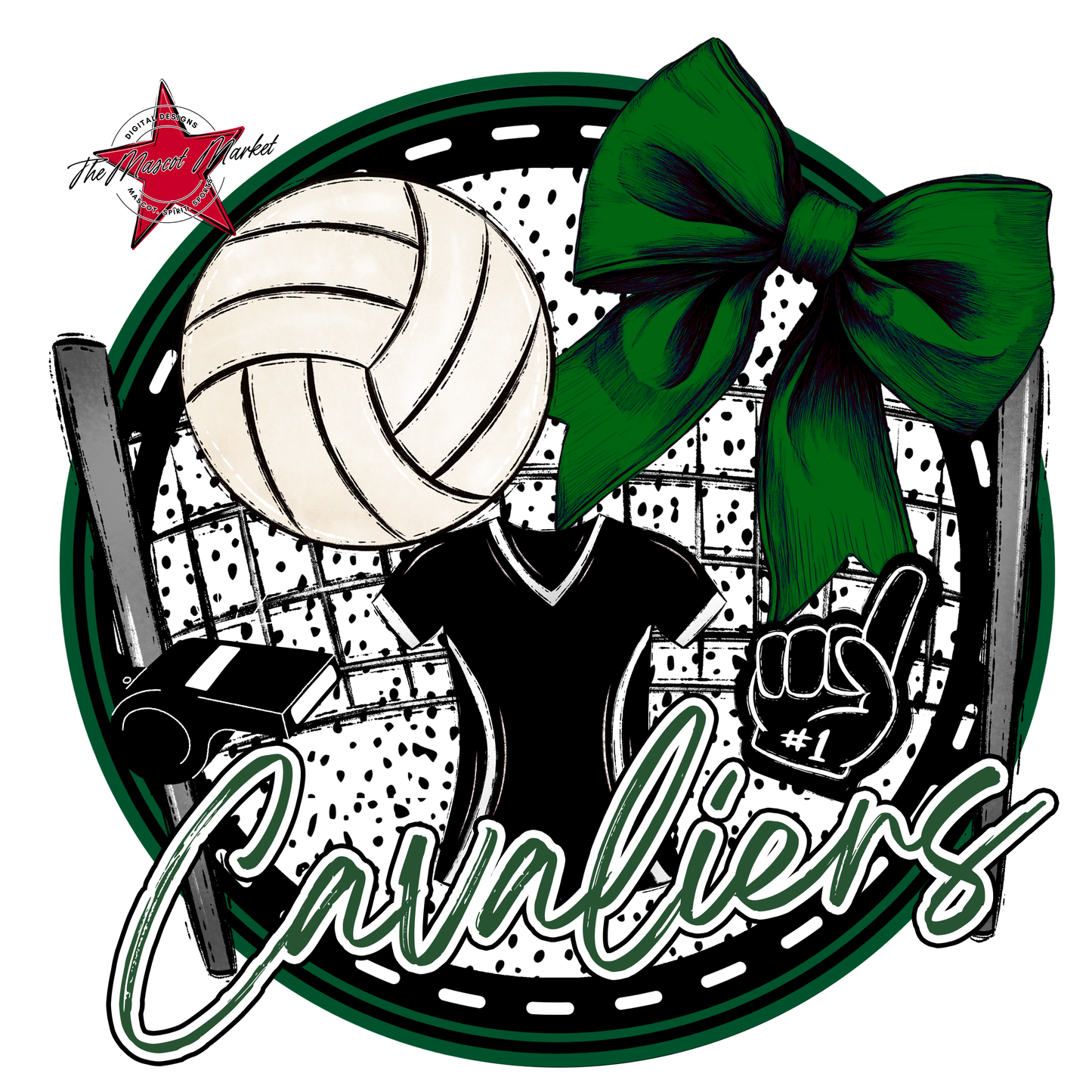 Cavaliers Circle Volleyball Design-Green