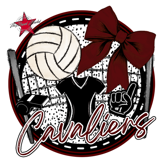 Cavaliers Circle Volleyball Design-Maroon