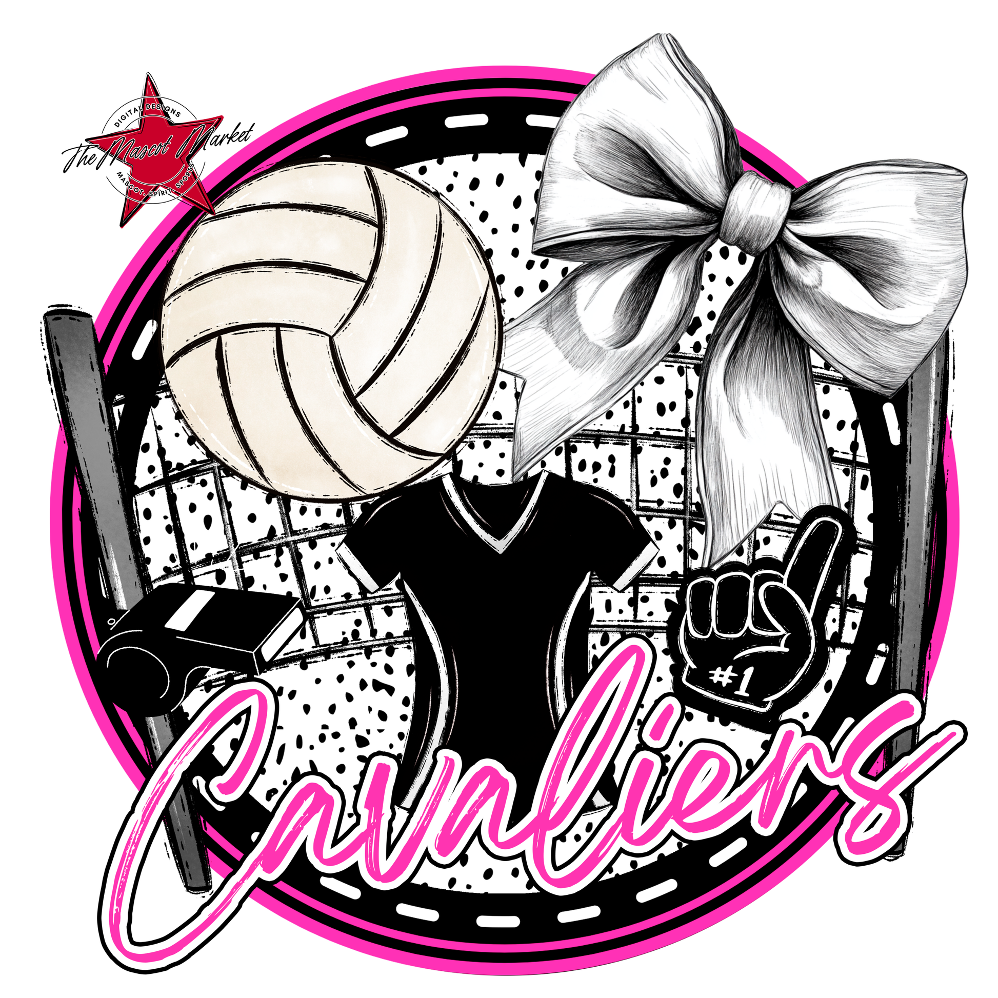 Cavaliers Circle Volleyball Design-Pink