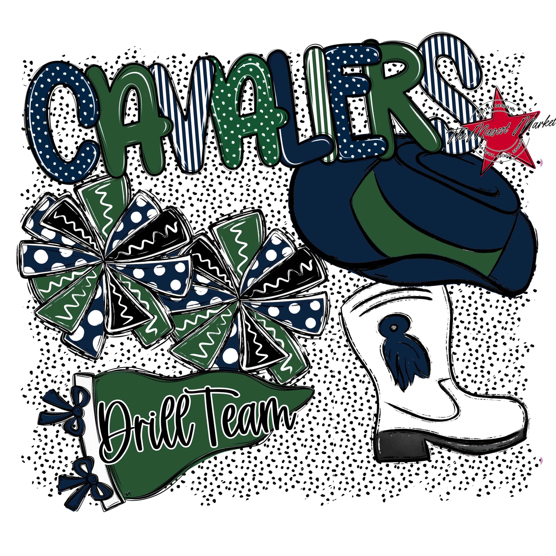 Cavaliers Drillteam Spirit-Navy & Green