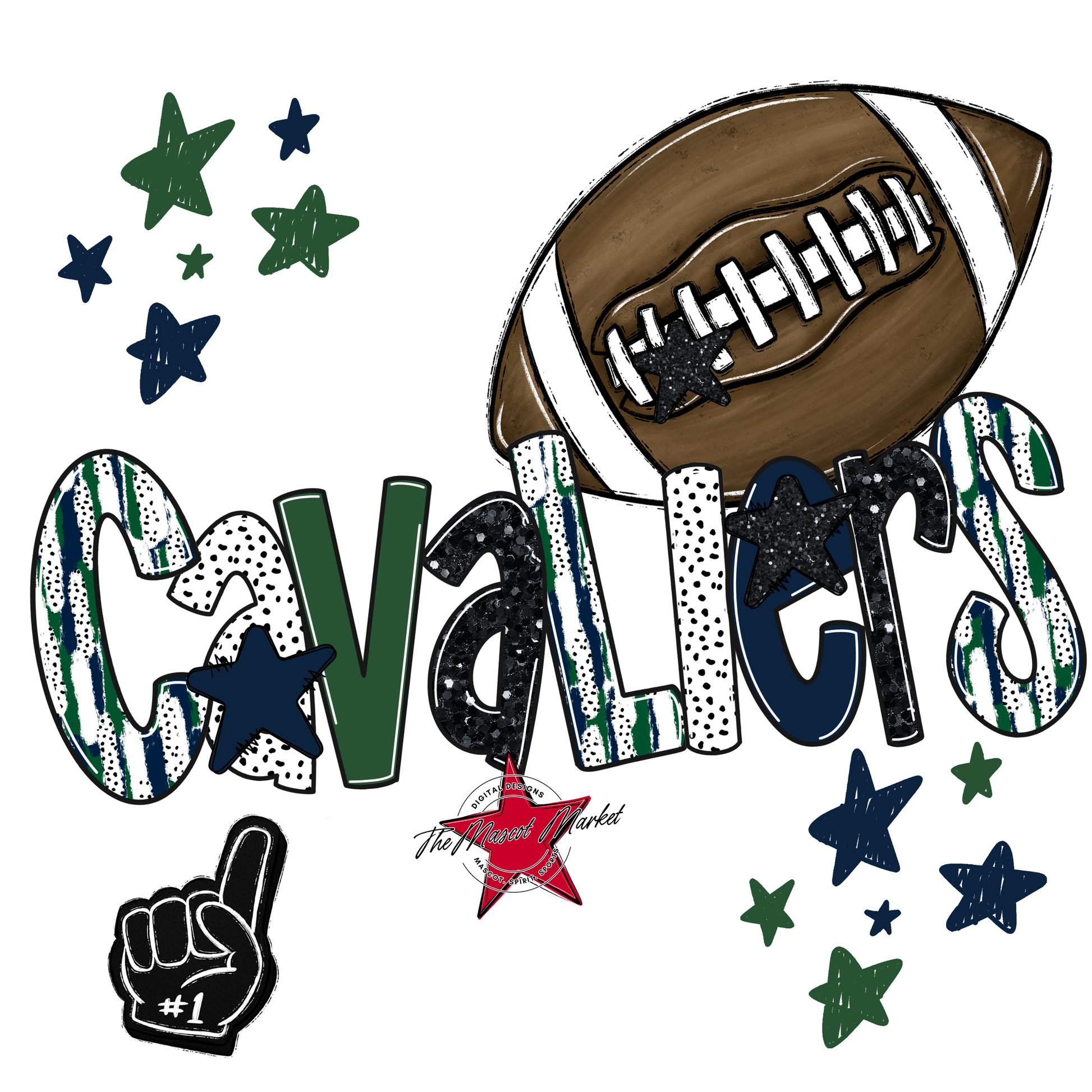 Cavaliers Football Scrape-Navy-Green