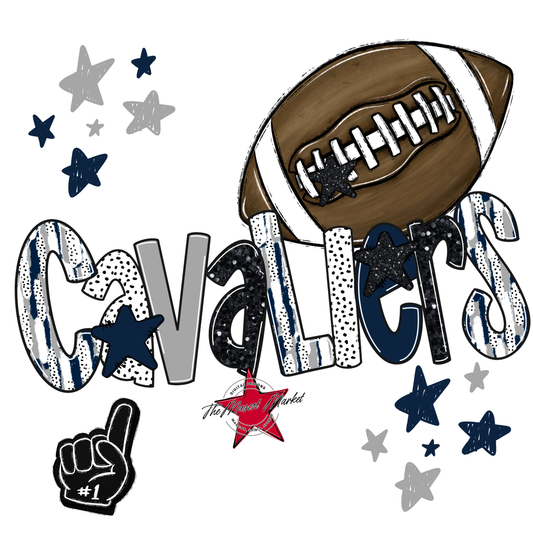 Cavaliers Football Scrape-Navy-Grey