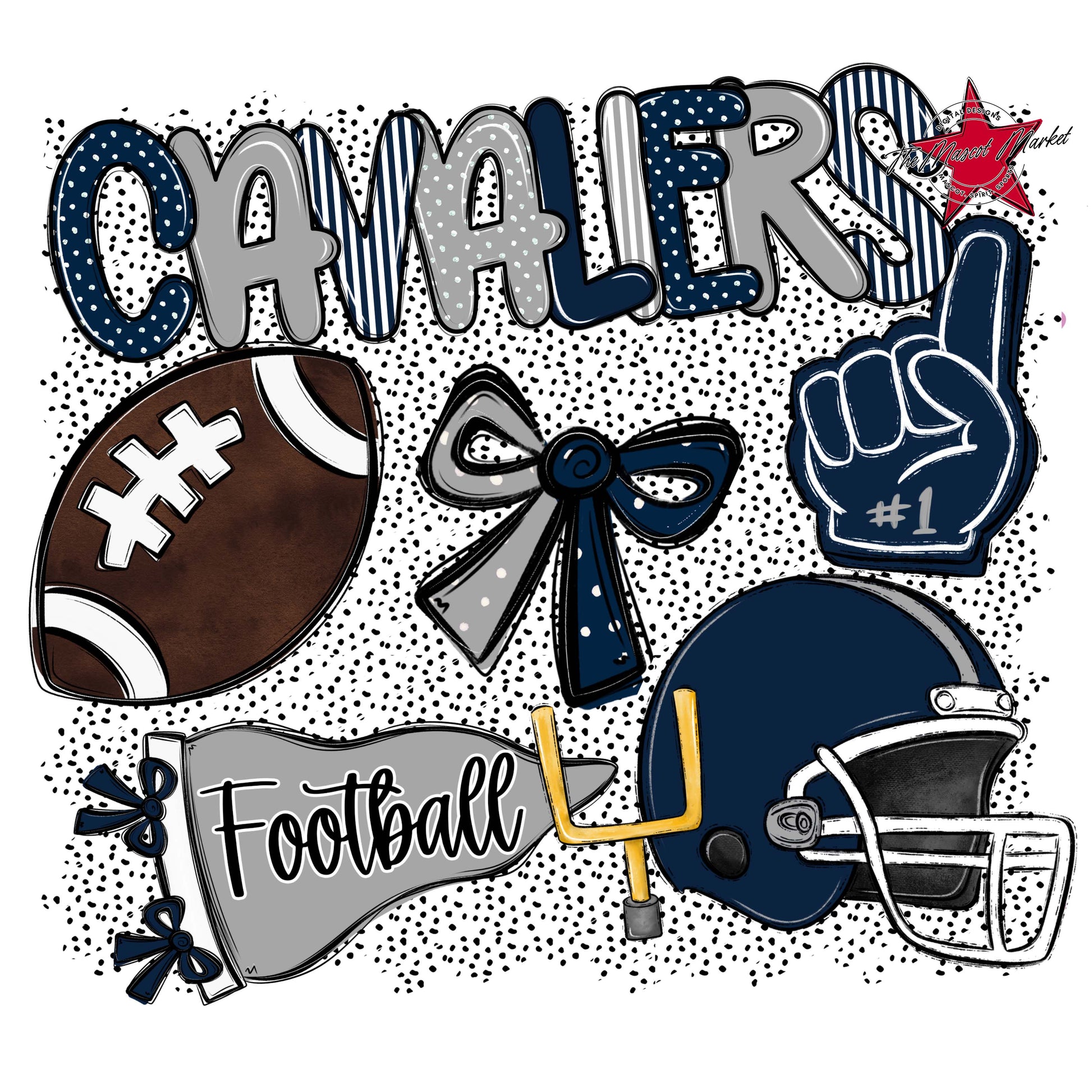 Cavaliers Football Spirit-Navy & Grey