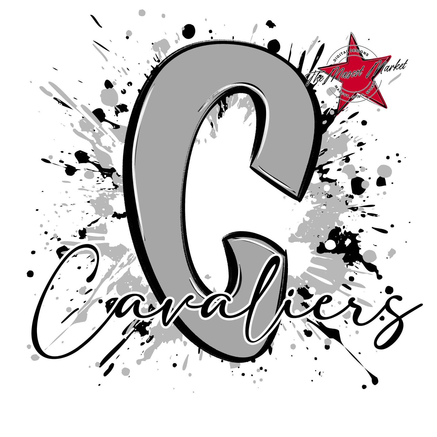 Cavaliers Mascot Splatter-Grey