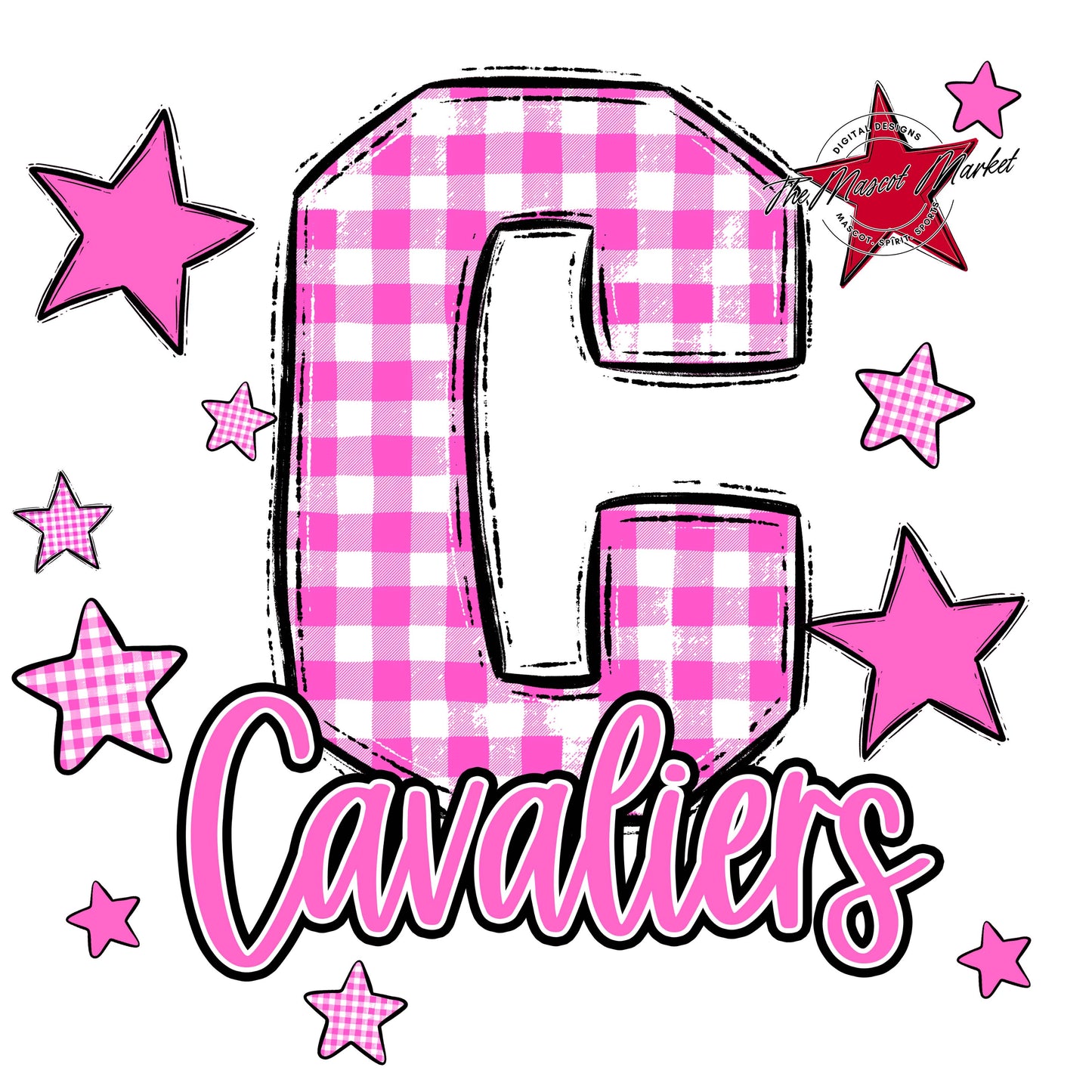 Cavaliers Plaid Star Design-Baby Pink