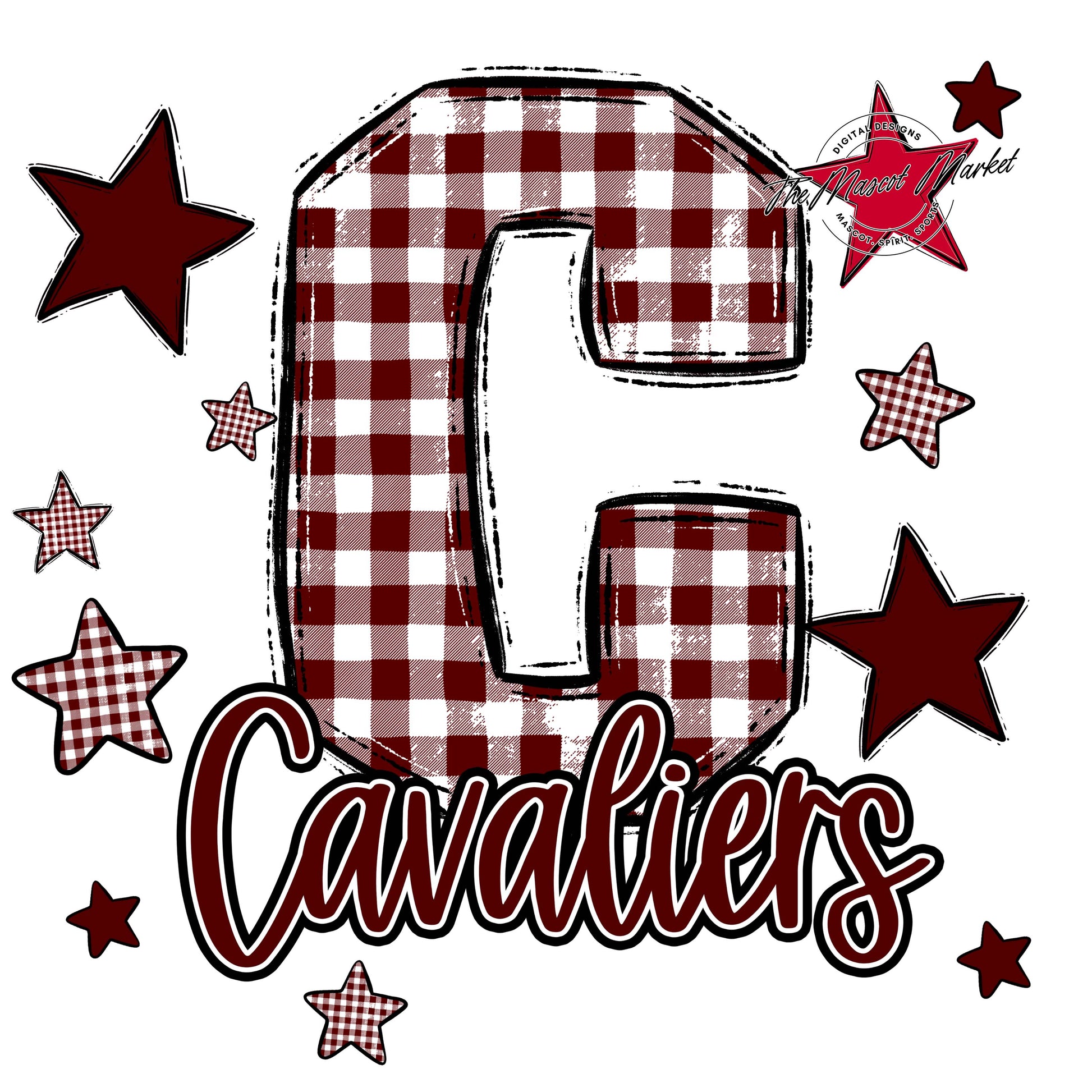 Cavaliers Plaid Star Design-Maroon