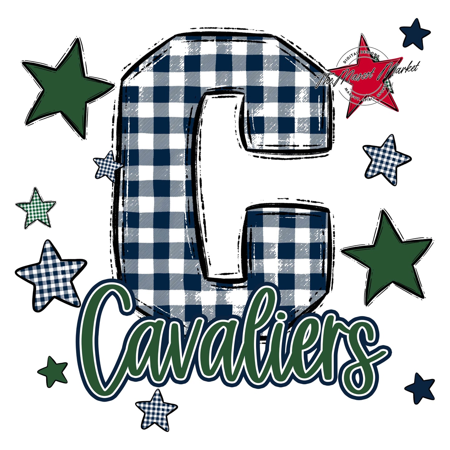 Cavaliers Plaid Star Design-Navy & Green
