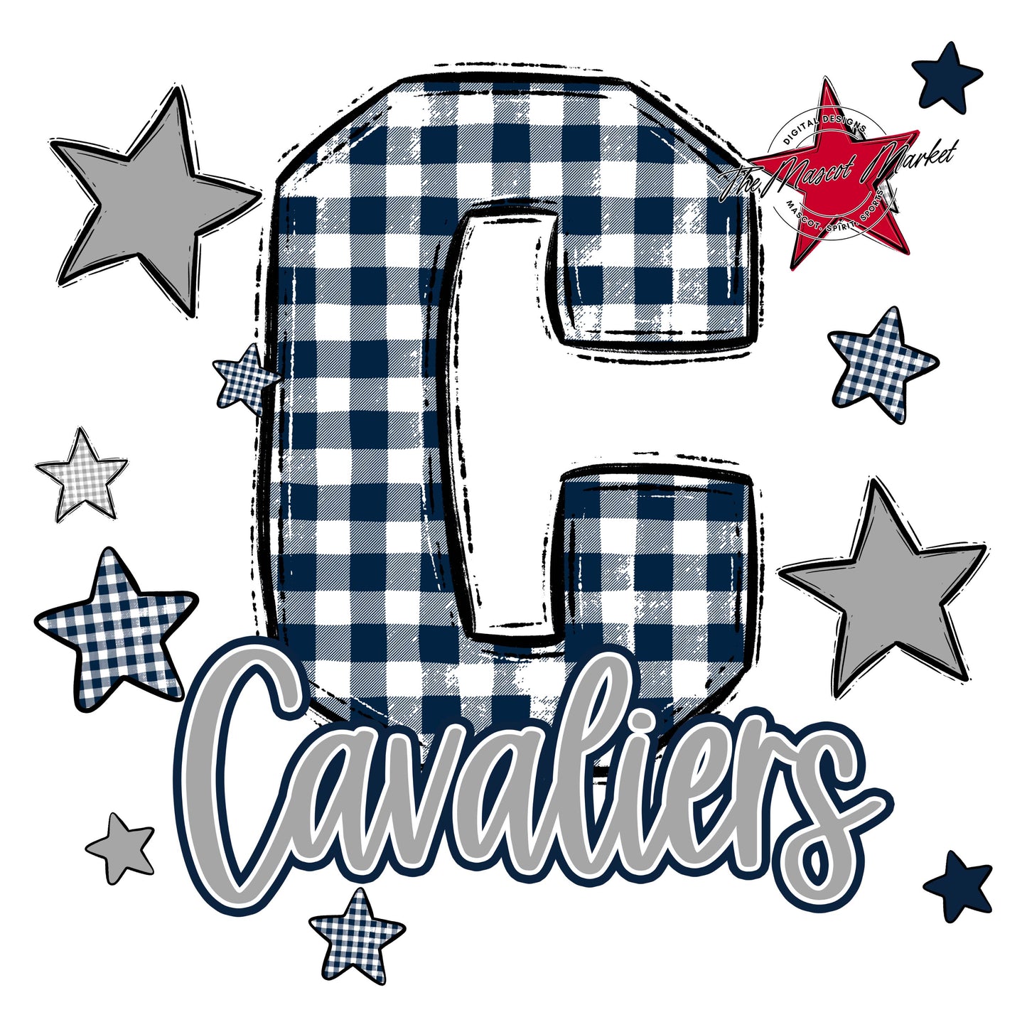 Cavaliers Plaid Star Design-Navy & Grey