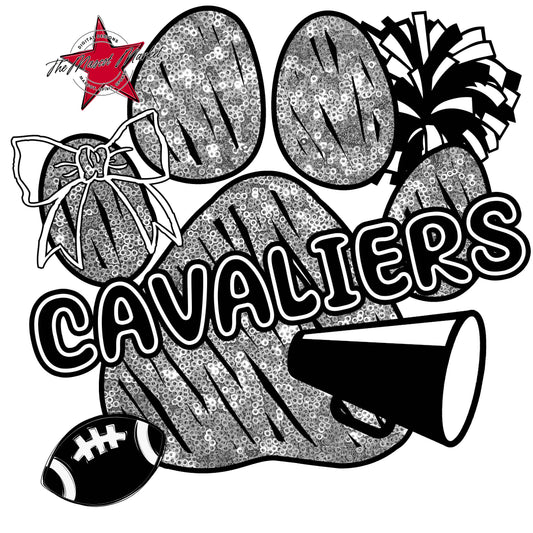 Cavaliers Sequins Paw Print Design-Silver