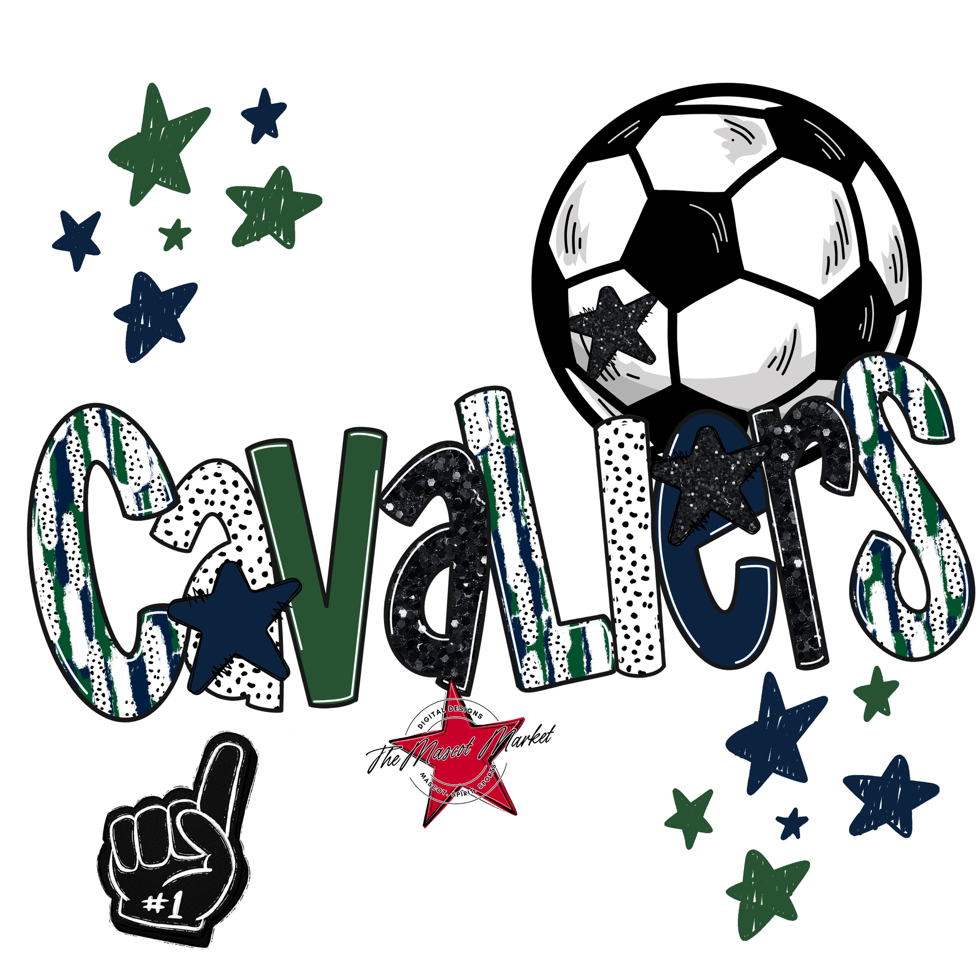 Cavaliers Soccer Scrape-Navy-Green
