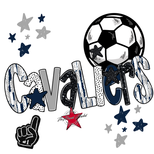 Cavaliers Soccer Scrape-Navy-Grey