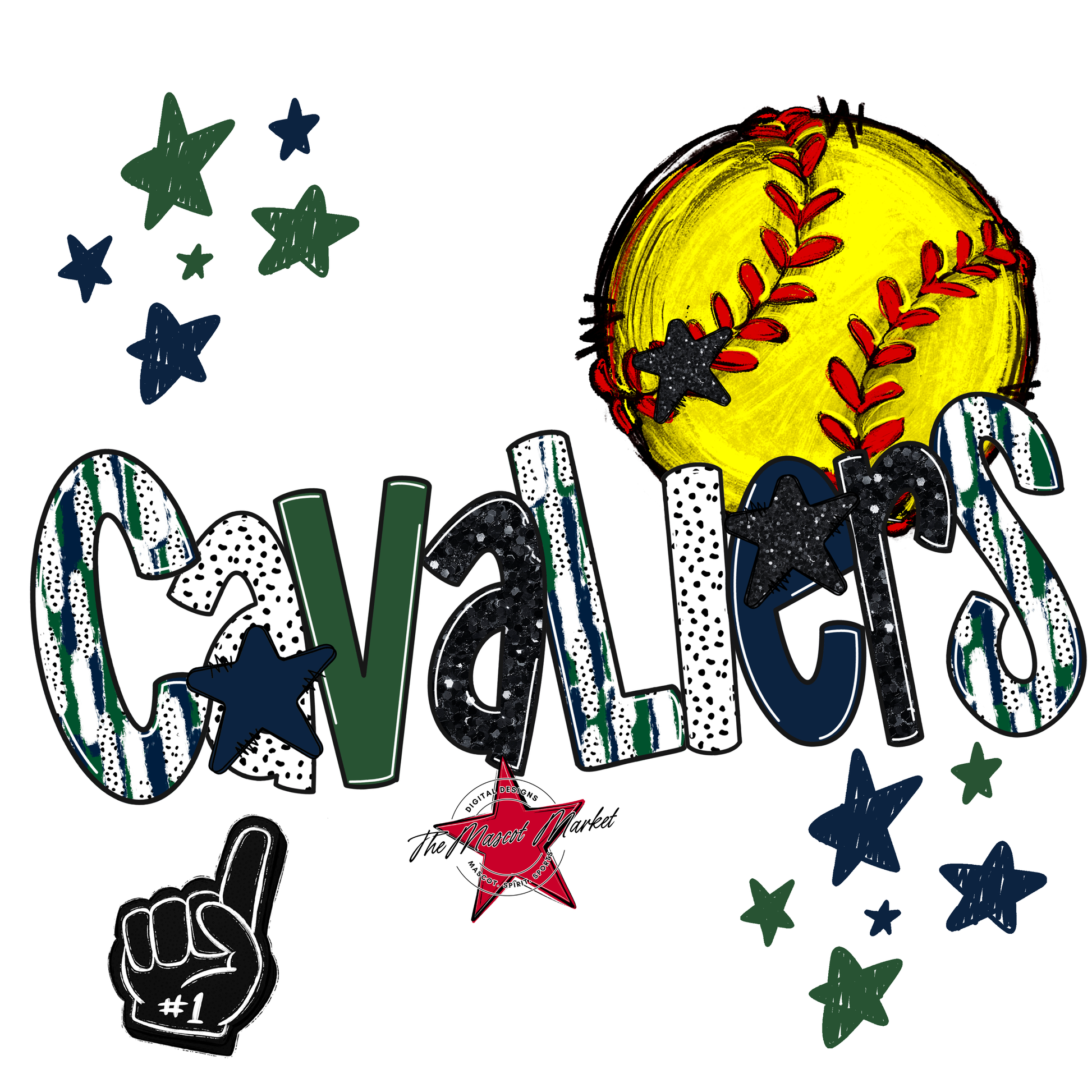 Cavaliers Softball Scrape-Navy-Green