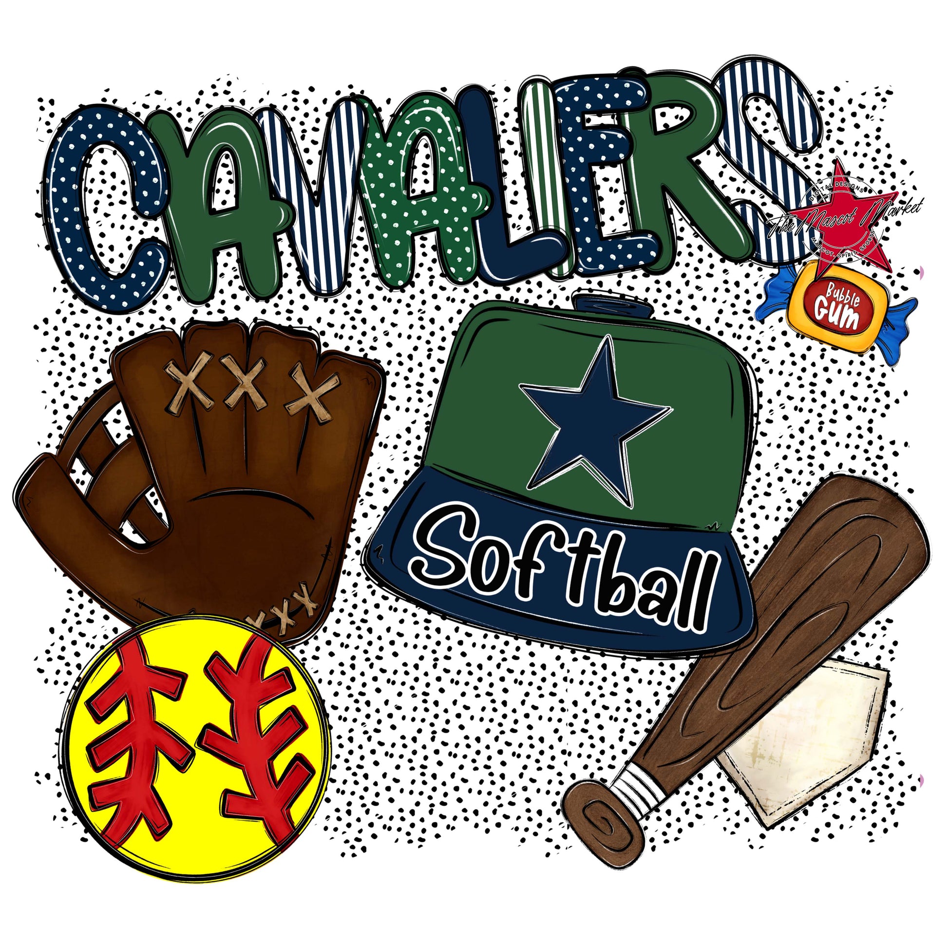 Cavaliers Softball Spirit-Navy & Green