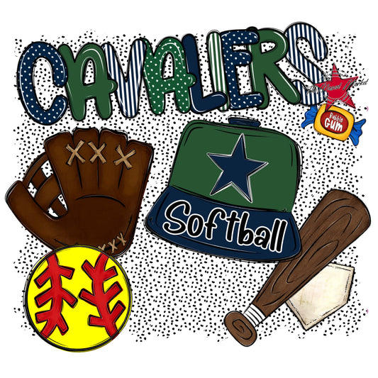 Cavaliers Softball Spirit-Navy & Green