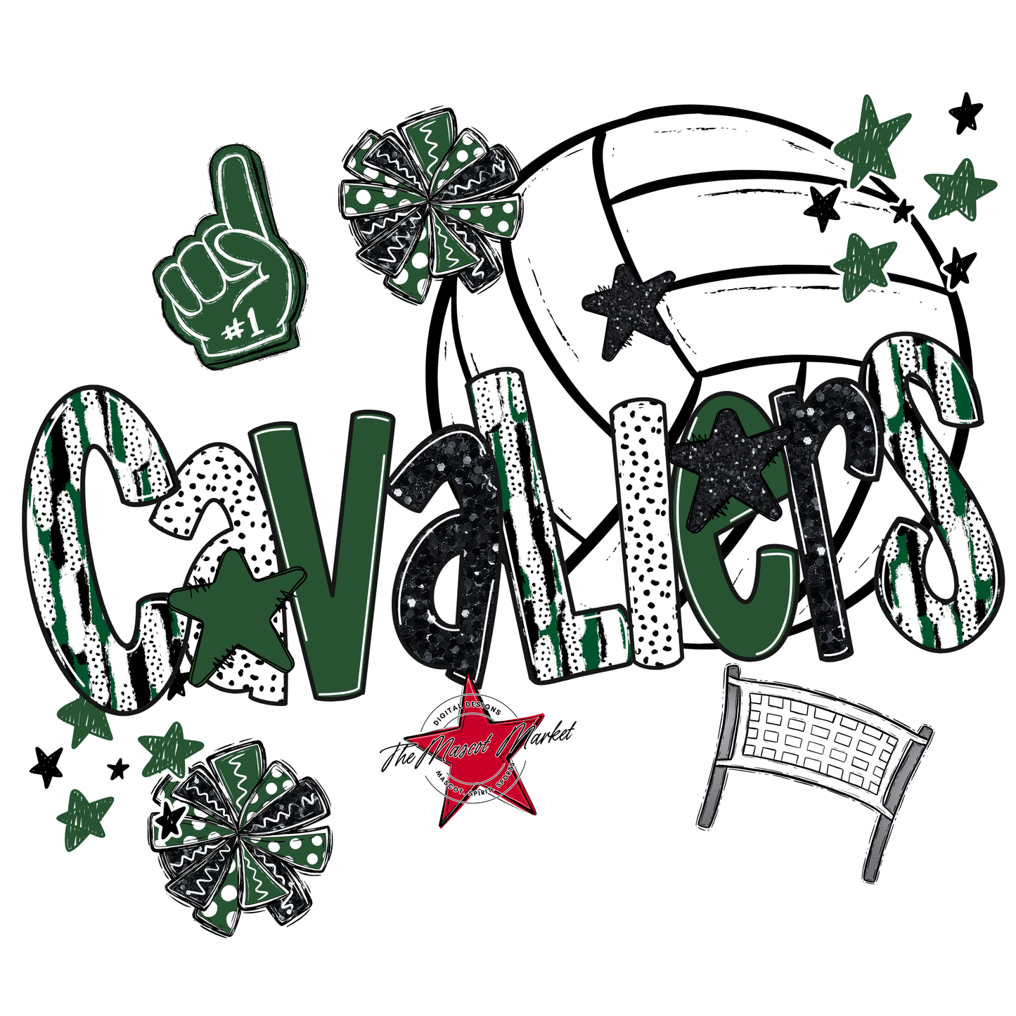 Cavaliers Volleyball Scrape-Green