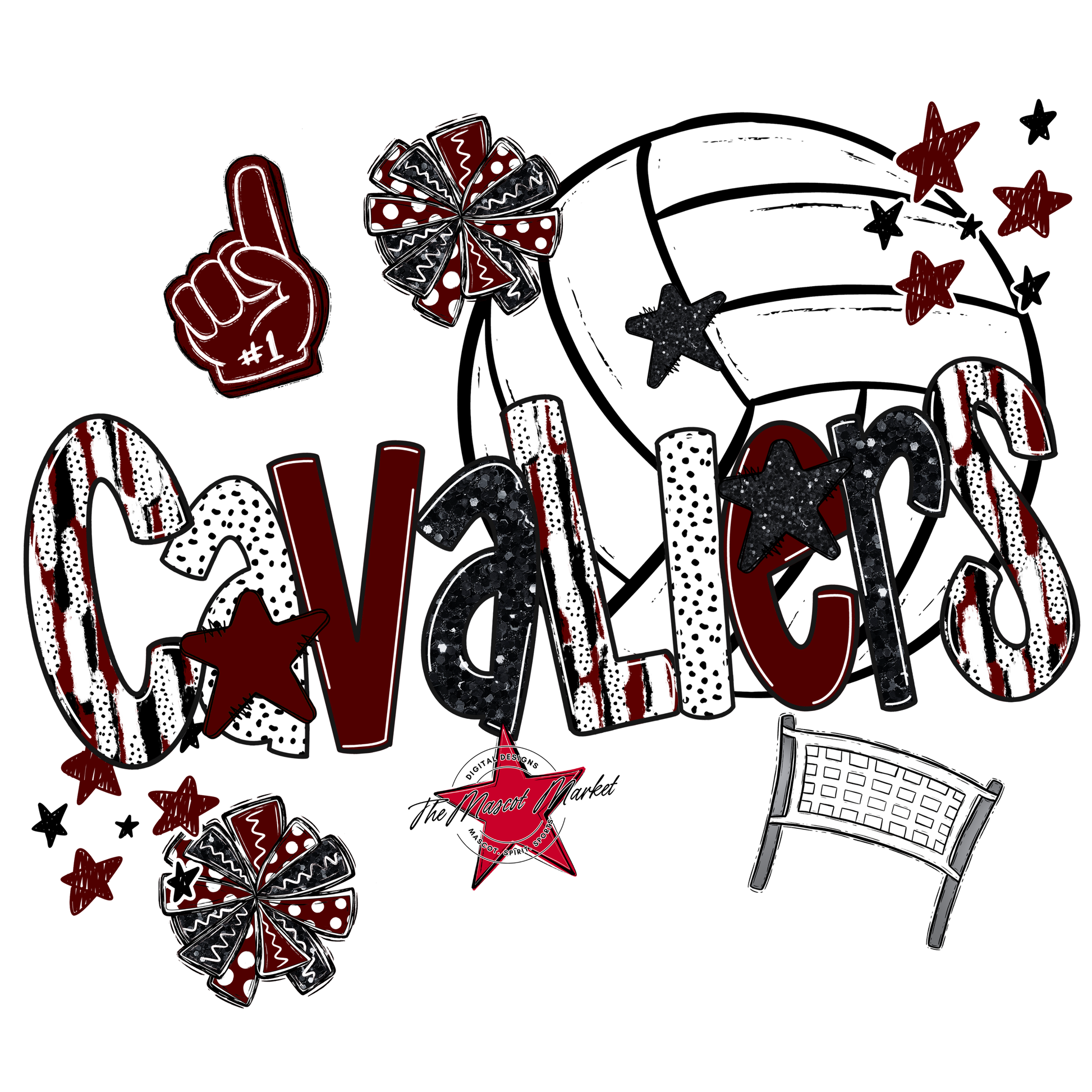 Cavaliers Volleyball Scrape-Maroon