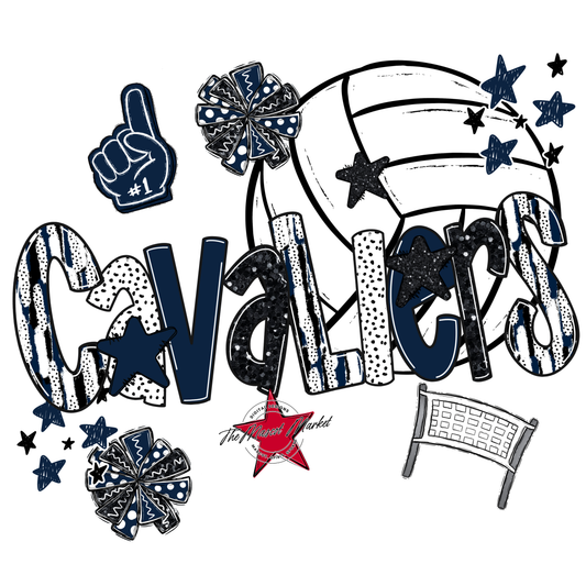 Cavaliers Volleyball Scrape-Navy