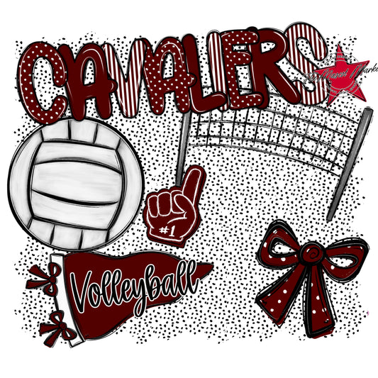 Cavaliers Volleyball Spirit-Maroon