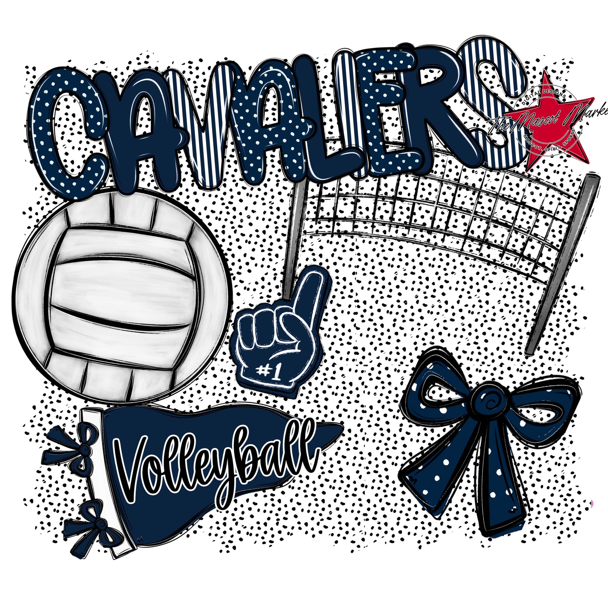 Cavaliers Volleyball Spirit-Navy