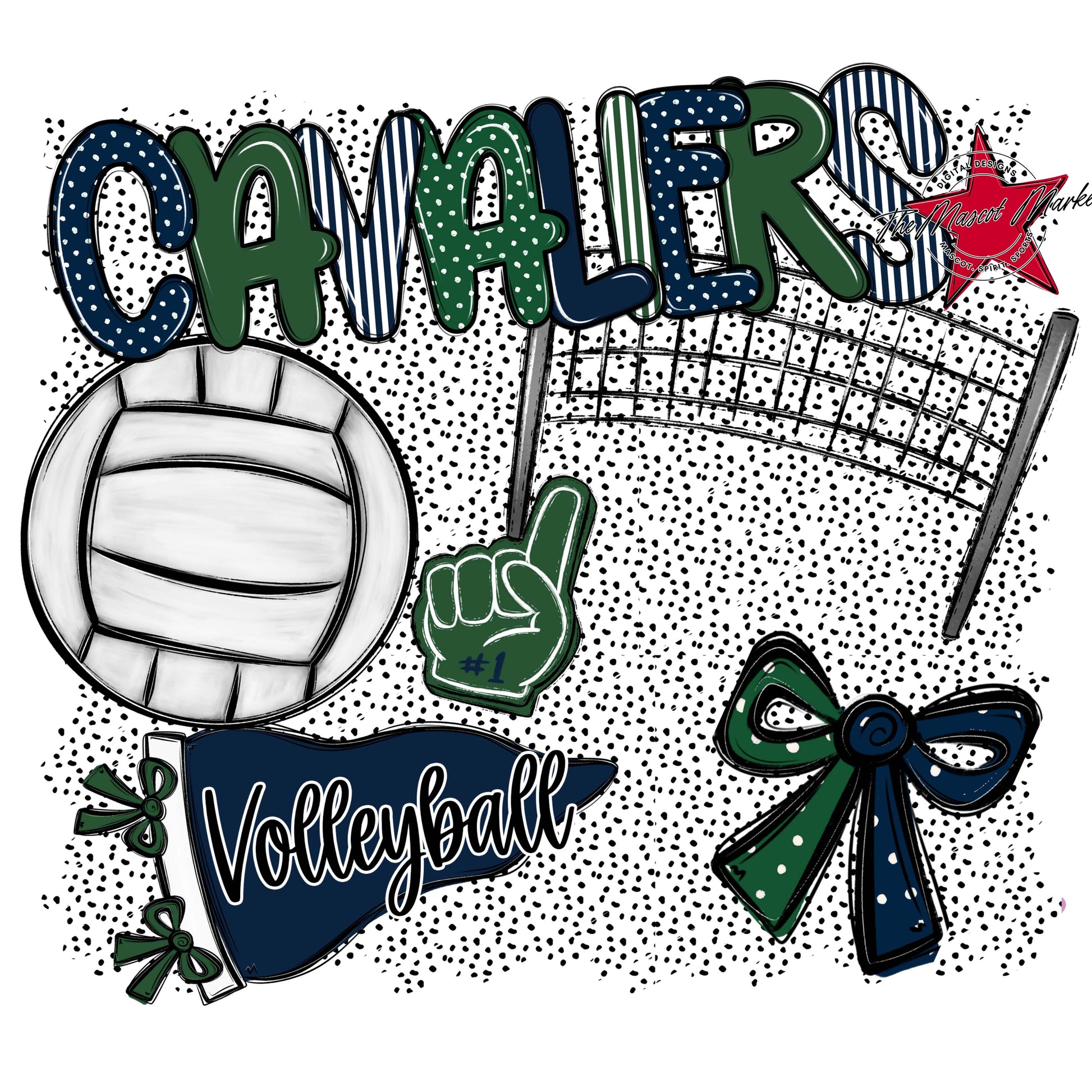 Cavaliers Volleyball Spirit-Navy & Green