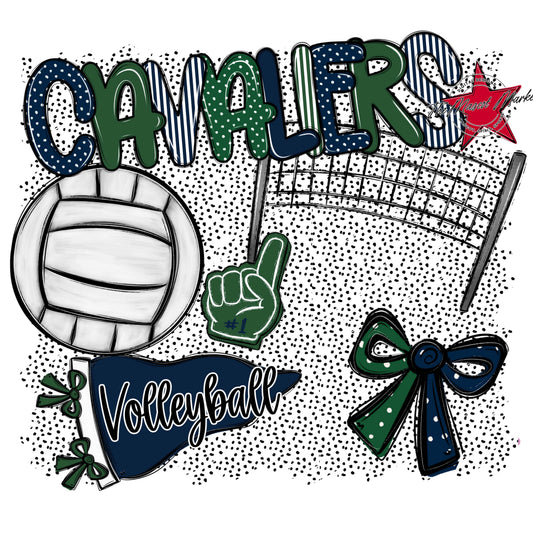 Cavaliers Volleyball Spirit-Navy & Green