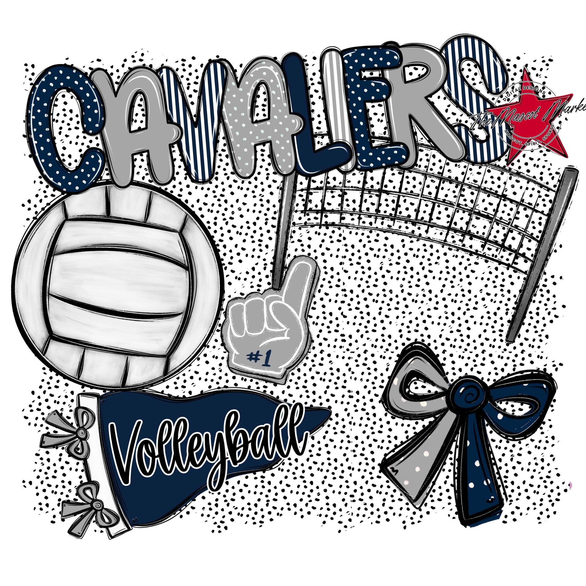 Cavaliers Volleyball Spirit-Navy & Grey