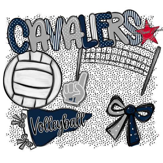 Cavaliers Volleyball Spirit-Navy & Grey