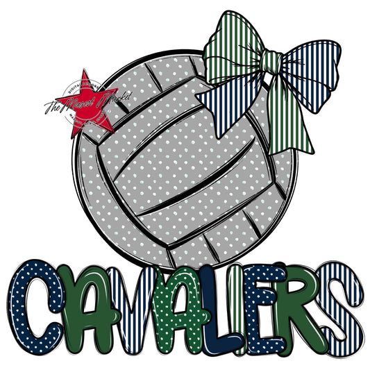 Cavaliers Volleyball Spirit Design-Navy & Green