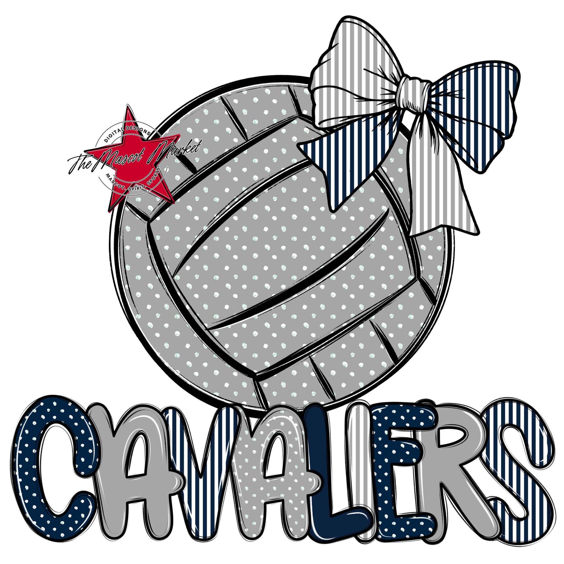 Cavaliers Volleyball Spirit Design-Navy & Grey