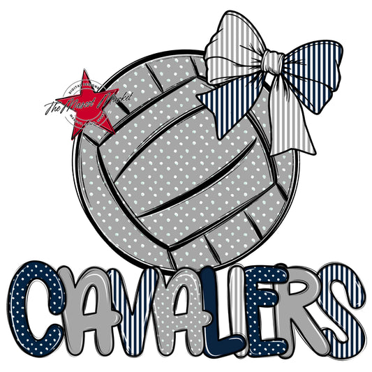 Cavaliers Volleyball Spirit Design-Navy & Grey