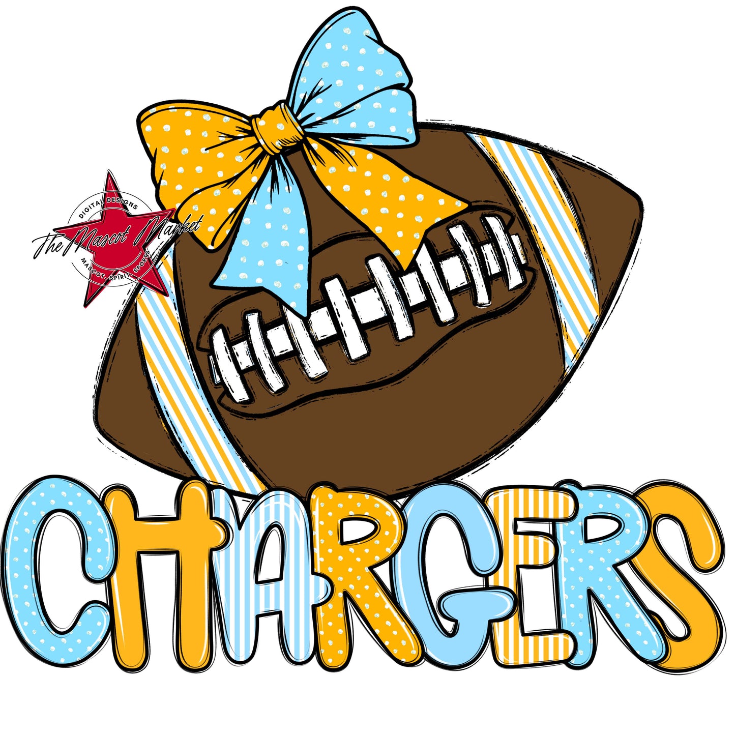 Chargers Football Spirit Design-Columbia Blue & Yellow