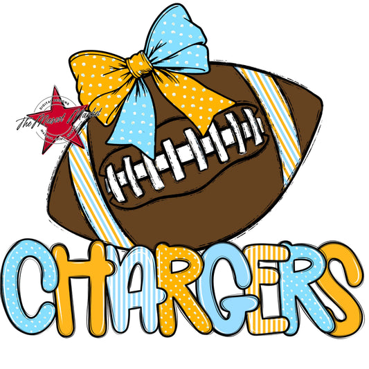 Chargers Football Spirit Design-Columbia Blue & Yellow
