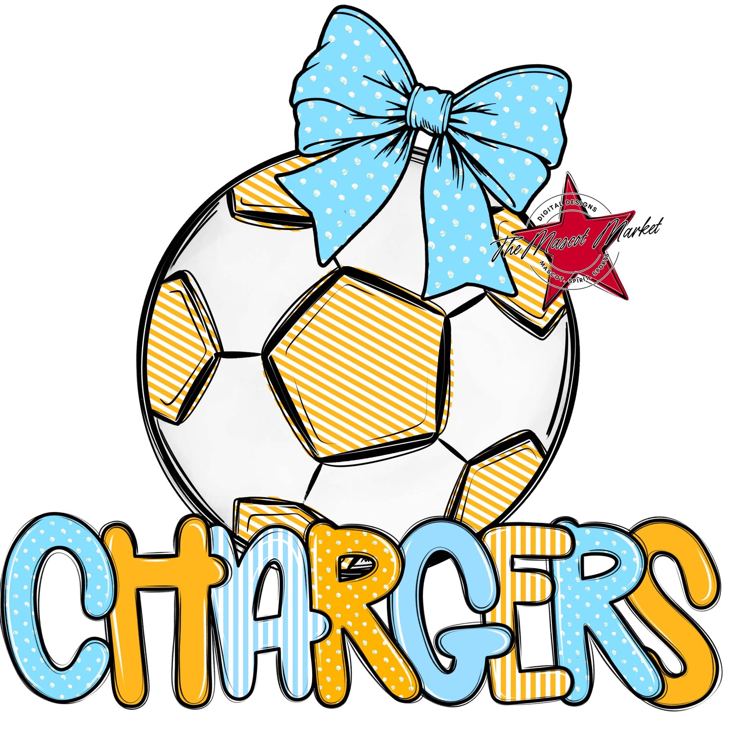 Chargers Soccer Spirit Design-Columbia Blue & Yellow