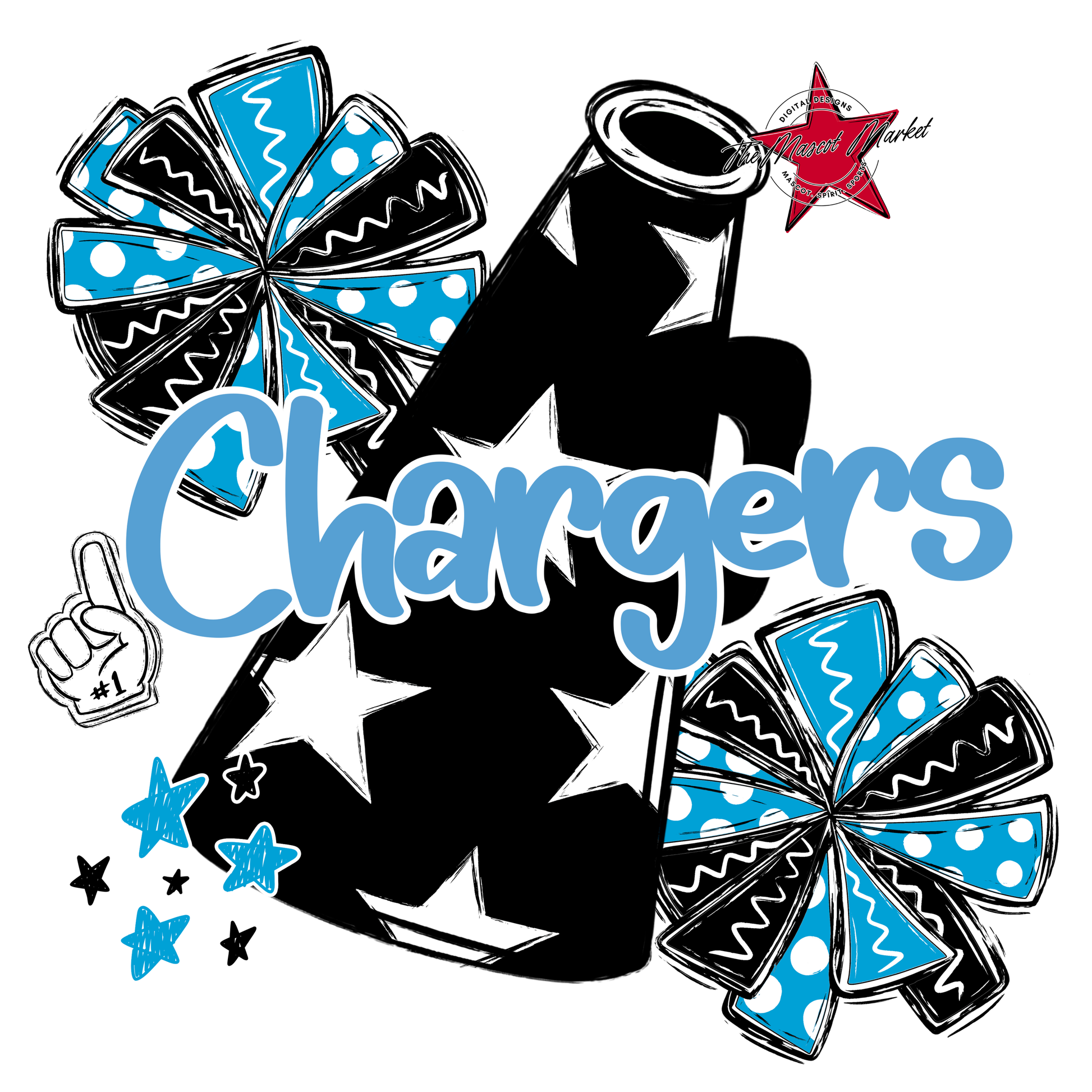 Chargers Alpha Megaphone Design-Carolina Blue