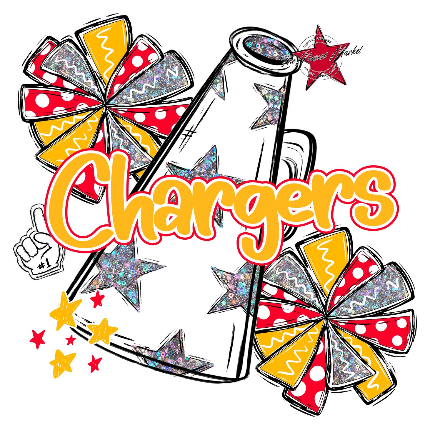 Chargers Alpha Megaphone Design-Red-Yellow