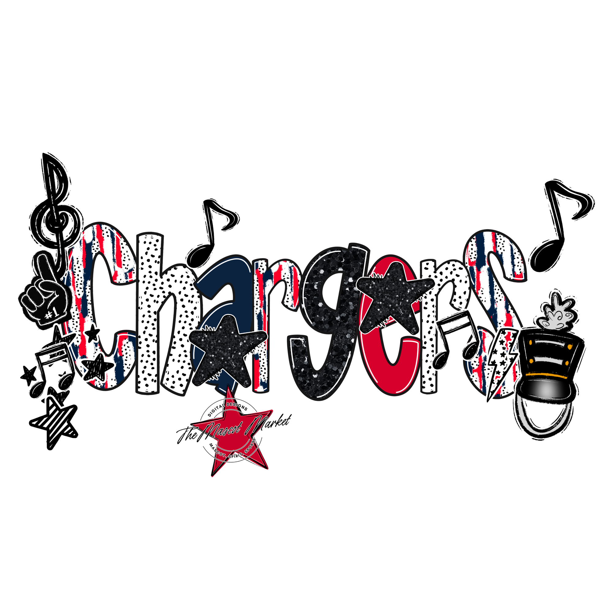 Chargers Band Scrape-Navy-Red