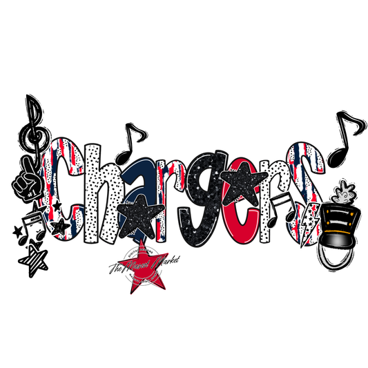 Chargers Band Scrape-Navy-Red