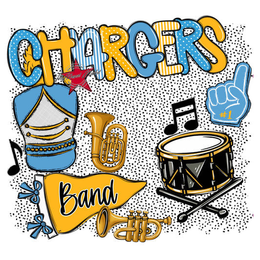 Chargers Band Spirit-Carolina Blue & Yellow