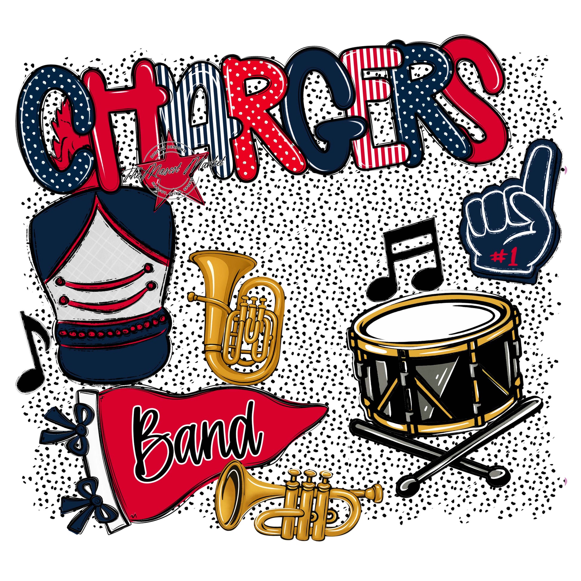 Chargers Band Spirit-Navy & Red