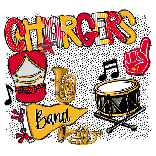 Chargers Band Spirit-Red & Yellow