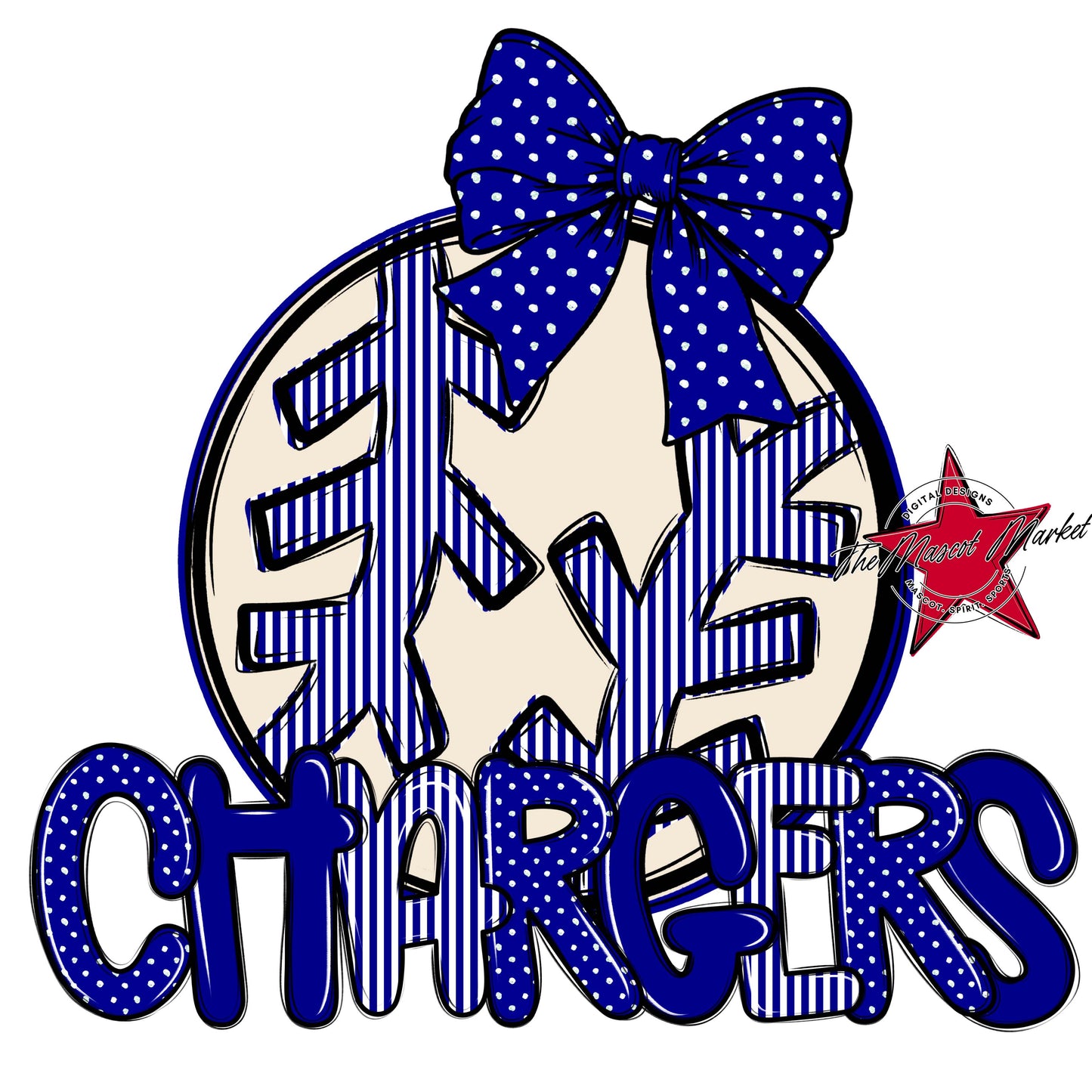 Chargers Baseball-Softball Spirit Design-Blue