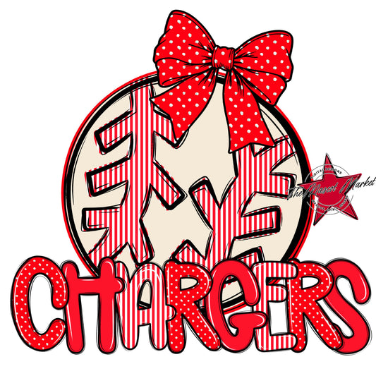 Chargers Baseball-Softball Spirit Design-Bright Red