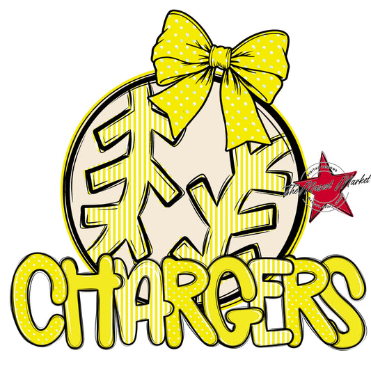 Chargers Baseball-Softball Spirit Design-Bright Yellow