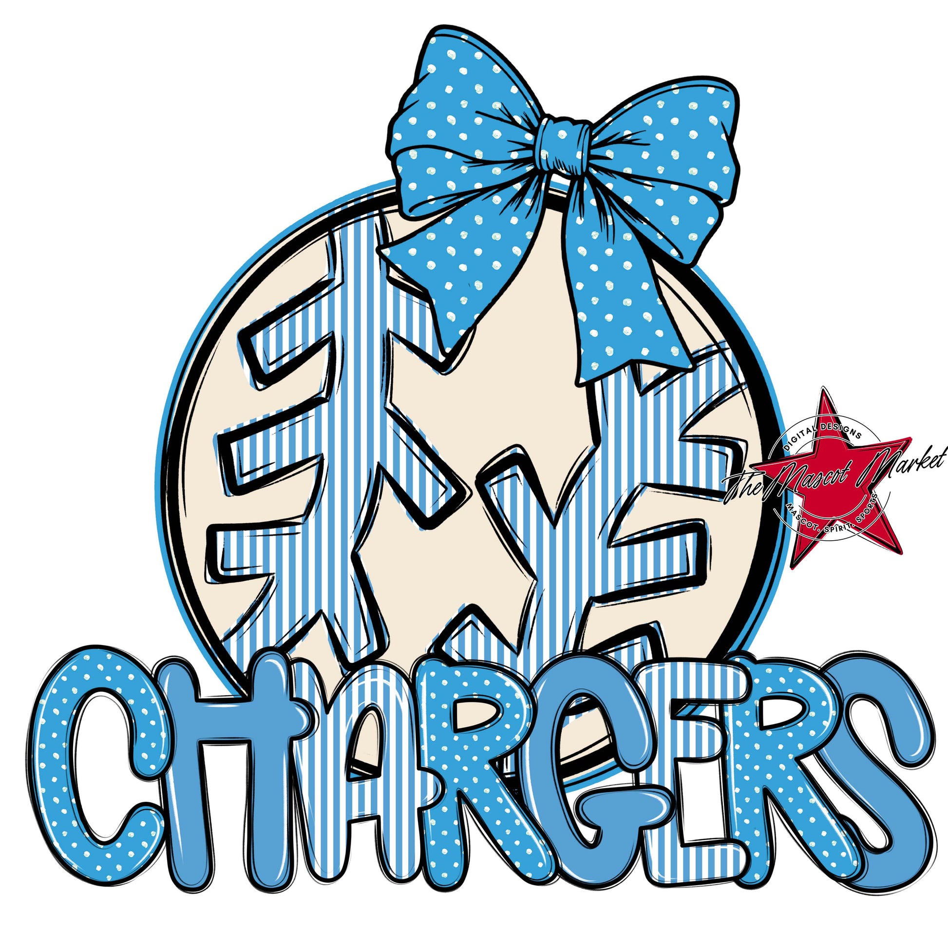 Chargers Baseball-Softball Spirit Design-Carolina Blue