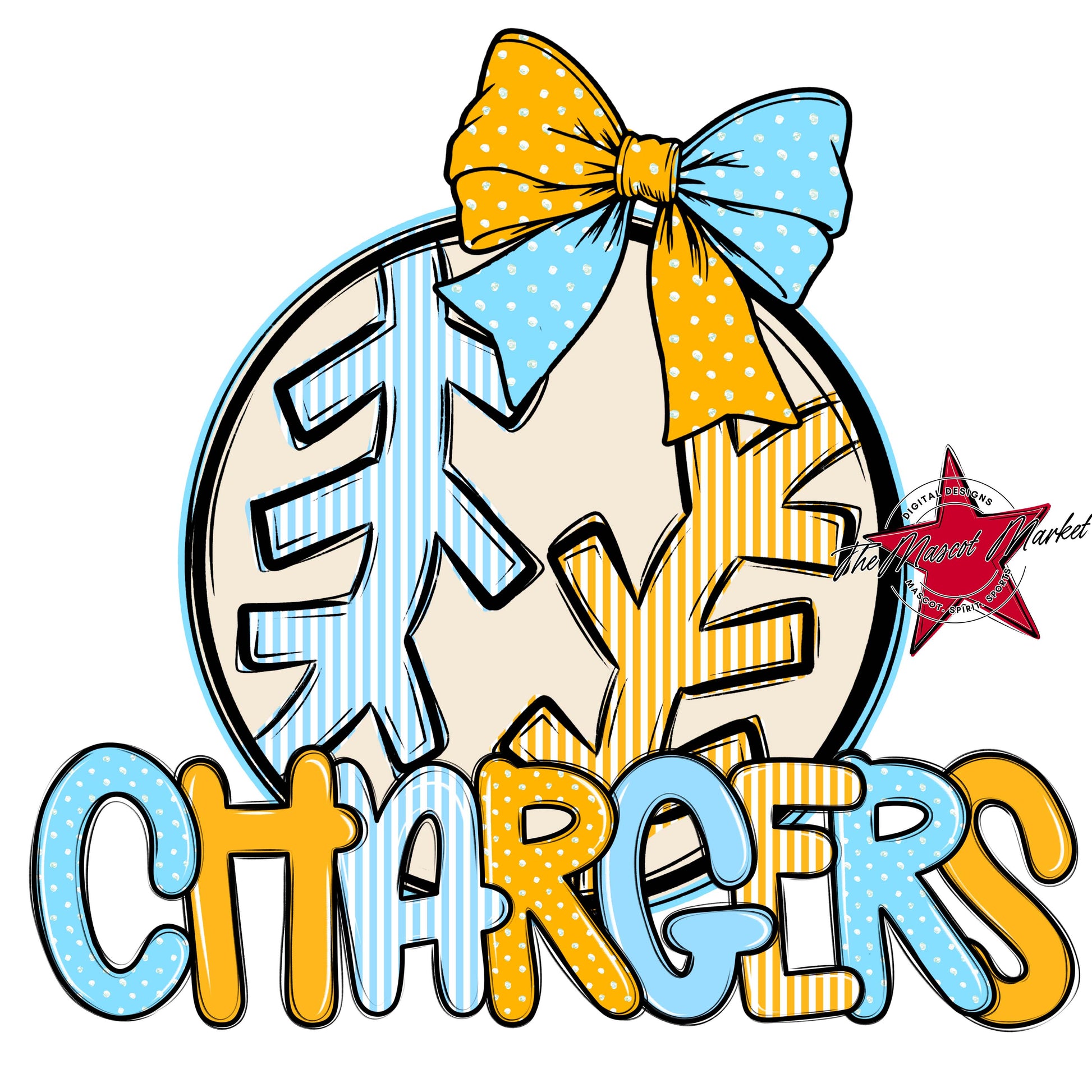 Chargers Baseball-Softball Spirit Design-Columbia Blue & Yellow